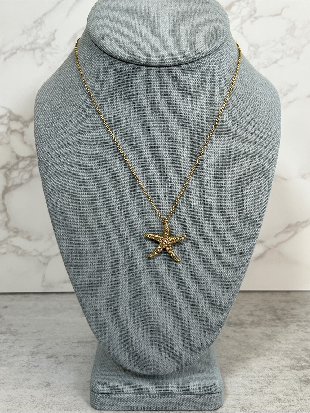 Touchstone Crystal Gold Starfish Swarovski Crystals Pendant Necklace